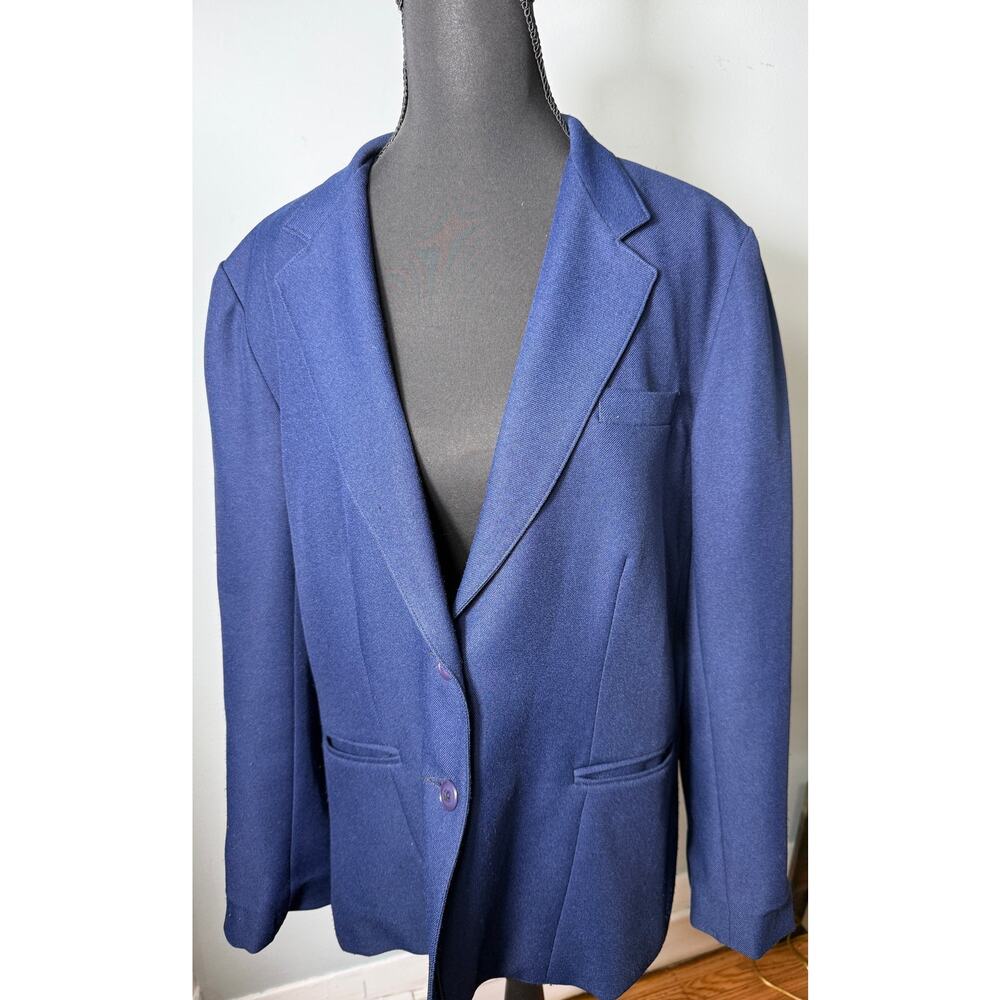 RARE Women's Vintage 70s Levi Strauss & Co Dark Blue‎ Polyester Blazer Mod Retro